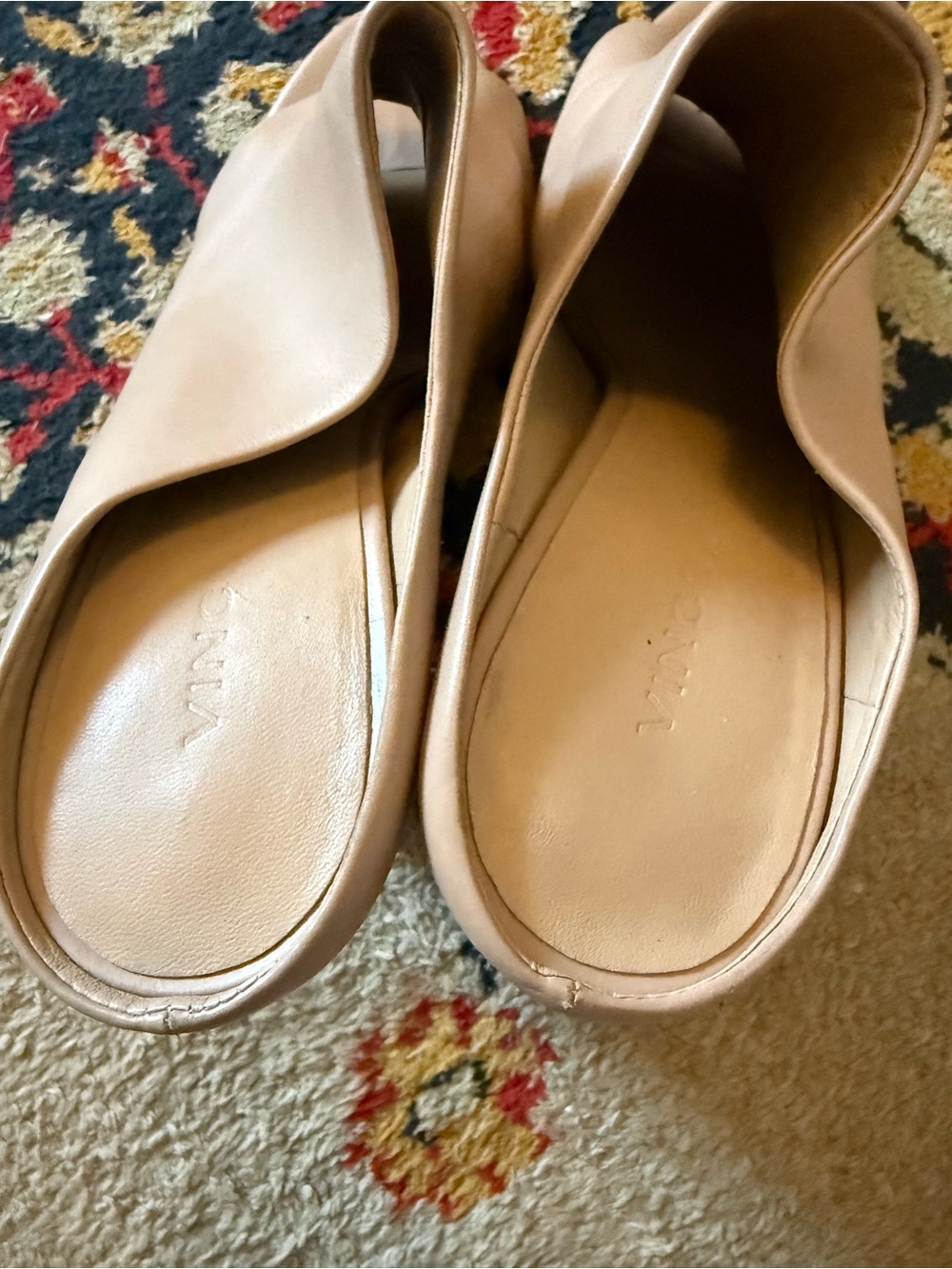 Vince Blush Taupe Open-Toe Block Heel Mules - Picture 4 of 5